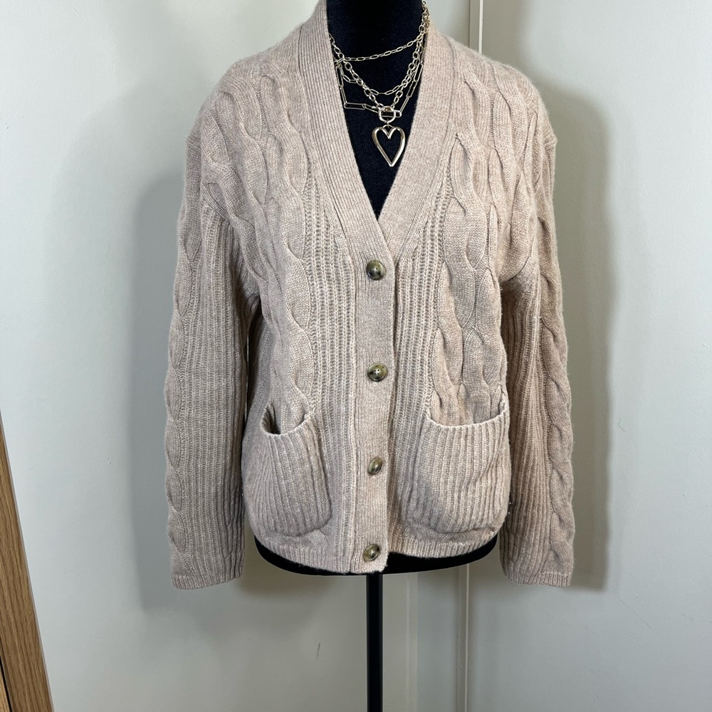 J. Crew Beige Cable Knit Cardigan